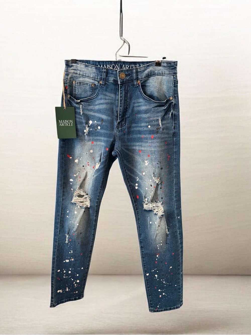 Maison Article distressed Johnny straight leg jeans,NWT